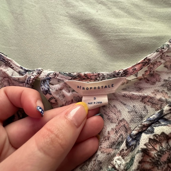 SOLD - aeropostale floral print long sleeve romper - Picture 3 of 3